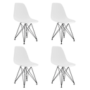 Ver imagem 6 de Mesa Industrial Base Ferro Preto em V Tampo 137x90 Amendoa 4 Cadeiras Eames Assento Branco Ferro P