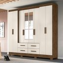 Ver imagem 2 de Guarda Roupa 8 Portas com Espelho San Lorenzo Plus Castanho Wood Baunilha 941391 Moval