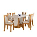 Ver imagem 2 de Conjunto Sala de Jantar 6 Lugares Genebra em MDF Mel e Bege