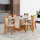 Ver imagem 1 de Conjunto Sala de Jantar 6 Lugares Genebra em MDF Mel e Bege
