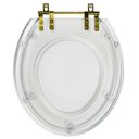 Ver imagem 1 de Assento Sanitario Poliéster Convencional Universal Oval Cristal com Ferragem Dourada