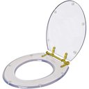 Ver imagem 2 de Assento Sanitario Poliéster Convencional Universal Oval Cristal com Ferragem Dourada