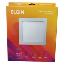 Luminária Quadrada de Embutir Led Elgin 18w - 2700k Luz Branco Morna - 4