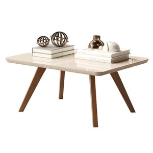 Mesa de Centro Decorativa Pés em Madeira:Off White