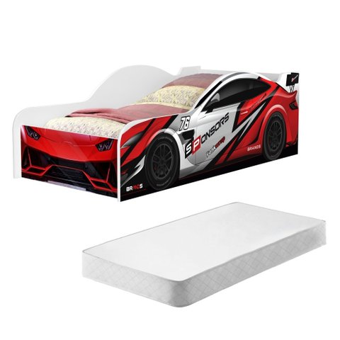 Cama Solteiro Carro Vermelho Power com Colchão