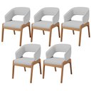 Ver imagem 1 de Kit 05 Cadeiras de Jantar e Estar Living Estofada Lince L02 Linho Cinza - Lyam Decor