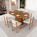 Ver imagem 3 de Kit 05 Cadeiras para Sala de Jantar Cozinha Living Estofada Dara L02 Bouclê Cru - Lyam Decor