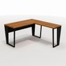 Mesa de Escritório Industrial em L Tampo 30mm Pés em Metal Cor:nogal com Preto - 3