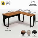 Ver imagem 2 de Mesa de Escritório Industrial em L Tampo 30mm Pés em Metal Cor:nogal com Preto