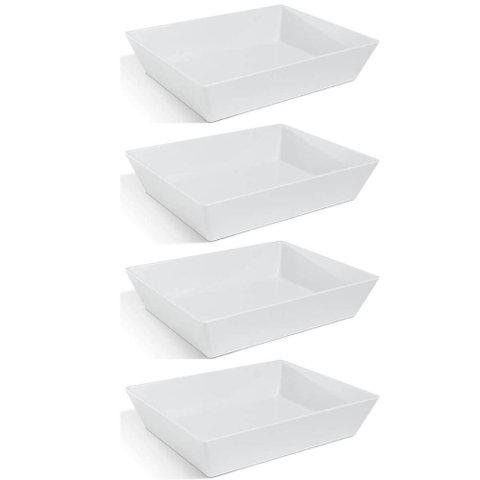 4 Travessas Retangular 3,5l Profissional Servir Buffet Melamina Branca Saladas Massas Haus Concept