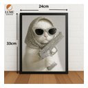 Ver imagem 3 de Quadro Decorativo Gato Estiloso com Brilhos com Vidro Preto