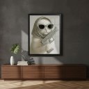 Ver imagem 1 de Quadro Decorativo Gato Estiloso com Brilhos com Vidro Preto