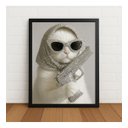 Ver imagem 2 de Quadro Decorativo Gato Estiloso com Brilhos com Vidro Preto