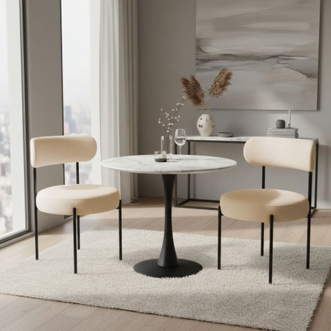 Cadeira Sala de Jantar Margara Kit 2 em Aço Preto Bouclê D03 - D'Rossi