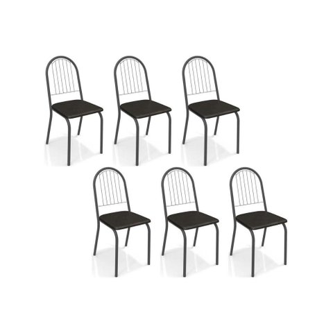 Cadeira de Cozinha Noruega C077 Kit 6 Un Preto Fosco/courano Preto 110 - Kappesberg