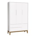 Ver imagem 2 de Jogo de Quarto Infantil Guarda Roupa 3 Portas e Cômoda 1 Porta Classic Branco Fosco com Pés Amadeira