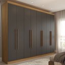 Ver imagem 1 de Guarda-roupa Casal Ele e Ela 8 Portas 4 Gavetas 8 Prateleiras Chumbo/cinamomo - Panorama Móveis