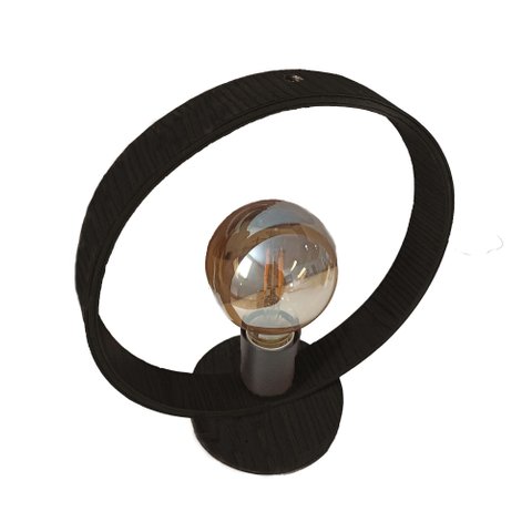 Abajur Luminária de Mesa Madeira Redonda Face - Lâmpada E27:preto