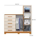 Ver imagem 5 de Guarda Roupa Casal Doble 08 Portas com Espelho e Cômoda New Master Cinamomo Off White - Móveis Albat