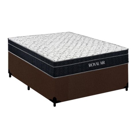 Cama Box com Colchão Casal Royal Air Pillow Top Molas Ensacadas Suede Marrom
