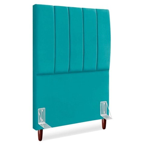 Cabeceira Solteiro 100 Cm com Frame Carla Suede Azul Turquesa Azul Turquesa