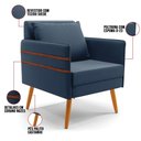 Ver imagem 4 de Kit 01 Namoradeira e 01 Poltrona Suede Castanho Azulnho