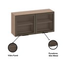 Ver imagem 3 de Armário Aéreo 2 Portas de Vidro 120cm Etna Carvalho Oak Off White - Ssx Multicoisas