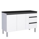 Ver imagem 1 de Balcão Para Cozinha de Aço 2 Portas 3 Gavetas e Porta Tempero Gaia 150 Com Tampo Cozimax Branco
