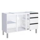 Ver imagem 2 de Balcão Para Cozinha de Aço 2 Portas 3 Gavetas e Porta Tempero Gaia 150 Com Tampo Cozimax Branco