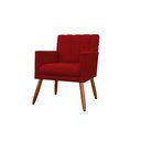 Ver imagem 3 de Kit Namoradeira + 2 Poltronas Decorativa Cecília Couro Vermelho Pés Madeira Ms Decor