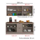 Ver imagem 3 de Cozinha Armario 6 Peças Balcao com Tampo 200 cm Unna Gris Poliman
