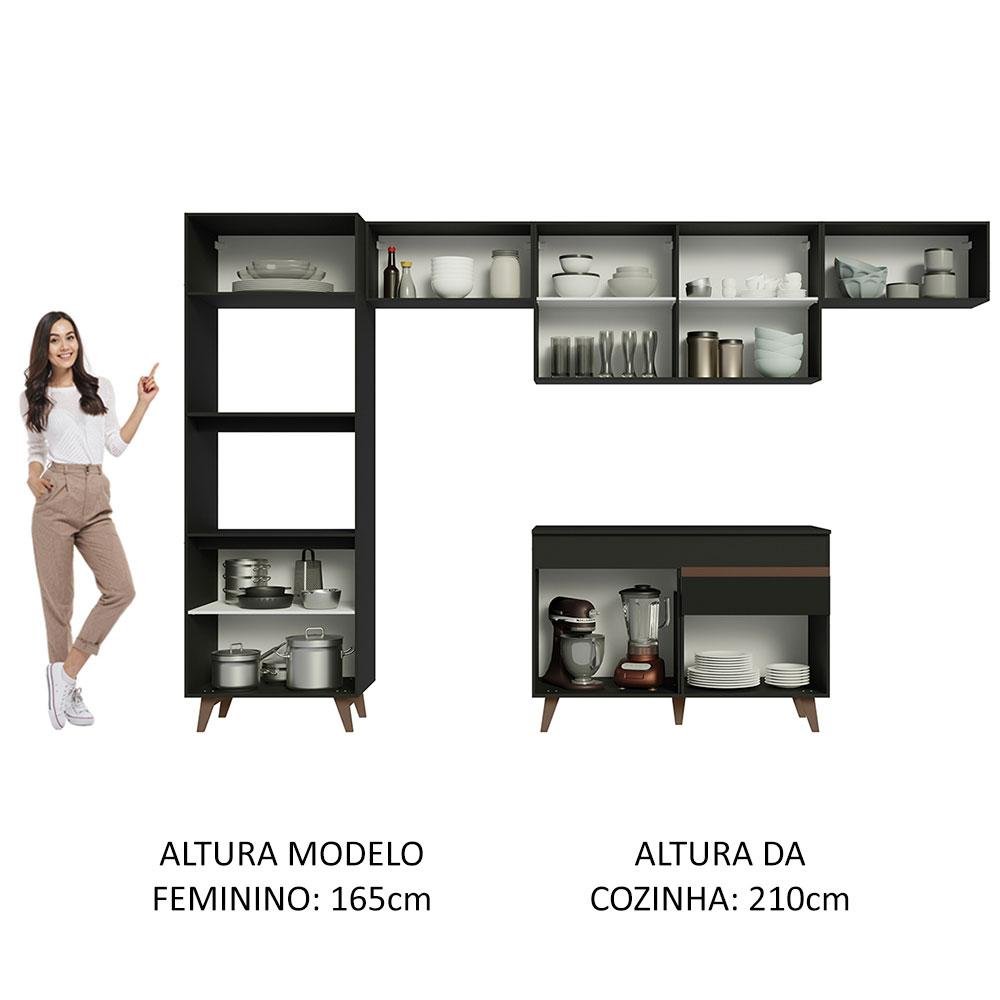 Armário de Cozinha Completa 330cm Preto Reims Madesa 01 - 6