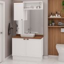 Ver imagem 1 de Conjunto de Banheiro Modulado 100% MDF Americano 3 Peças Iluminata Branco/Ébano