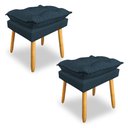 Ver imagem 1 de Kit 2 Puffs Decorativo Opala Suede Azul Marinho Pés Palito Dal Poz Estofados