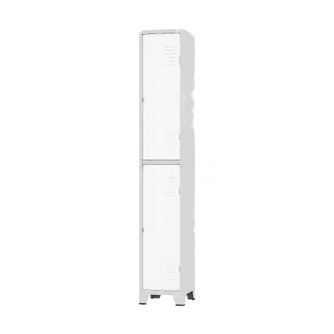 Armário Roupeiro de Aço para Vestiário 2 Portas Locker Branco com Chave