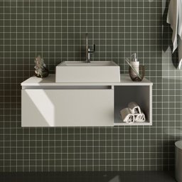 Kit Banheiro Com Cuba Inclusa Gabinete e Balcão Móvel Cor: Branco - 4