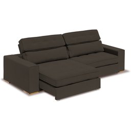 Sofá Londres Retrátil e Reclinável 2 Módulos Premium Veludo Marrom 2,10m - 2