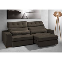 Sofá Londres Retrátil e Reclinável 2 Módulos Premium Veludo Marrom 2,10m - 1