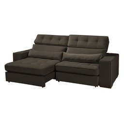 Sofá Londres Retrátil e Reclinável 2 Módulos Premium Veludo Marrom 2,10m - 3