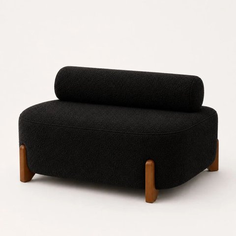 Poltrona Organica Ilha Bouclé p/ Closet e Consultório:Preto/Liso