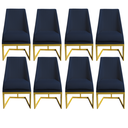 Ver imagem 1 de Kit 08 Cadeiras Para Sala de Jantar Ana Base de Ferro Veludo Azul Marinho D'Classe Decor
