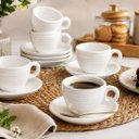 Ver imagem 2 de Jogo 6 Xícaras de Café com Pires Cerâmica Grace Collection Off White 90ml – 12 Peças