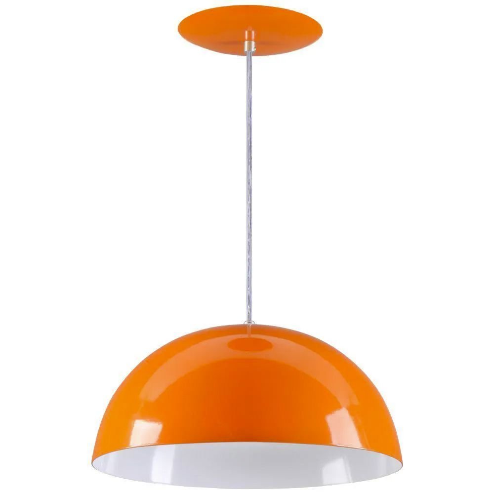 Pendente Meia Lua 40cm Luminária Alumínio Laranja - T&T Iluminação