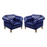 Kit 2 Poltronas Chesterfield Dom Pedro Vintage Retrô Capitonê Couro Azul - 1