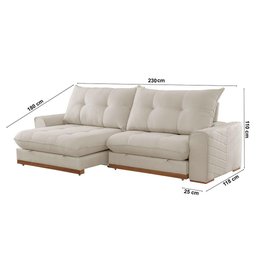 Sofá Argo Linho 02 Módulos 90 Cm B25cm Meu Sofá Online A302 Linho Branco - 6