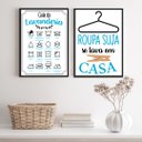 Ver imagem 1 de Kit 2 Quadros Lavanderia Soft - Azul 33x24cm:madeira Branca