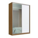 Ver imagem 1 de Guarda-Roupa Casal 2 Portas de Correr 1 Espelho 3 Gavetas MDF Aura 165cm Marrom Branco/Freijó Natura