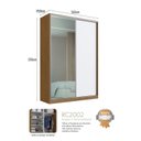Ver imagem 2 de Guarda-Roupa Casal 2 Portas de Correr 1 Espelho 3 Gavetas MDF Aura 165cm Marrom Branco/Freijó Natura