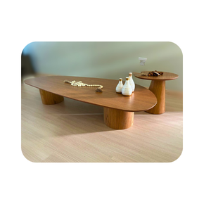 Kit Mesa de Centro Trendy de 160x70cm em Freijo + Lateral Organicas 51cm