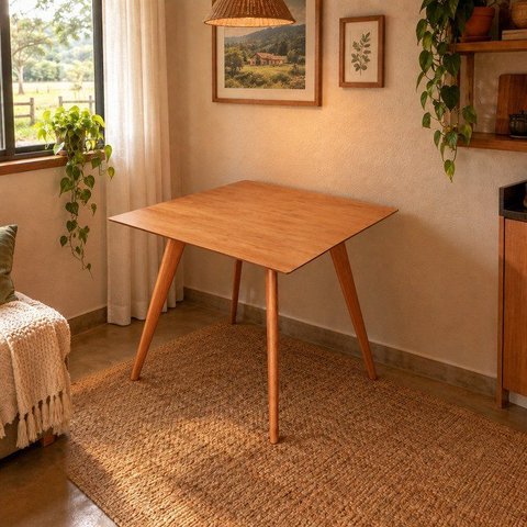 Mesa para Sala de Jantar 90cm Slim Madeira Marrom/Castanho